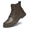 New Retro Men's Genuine Leather Work Boot  Fashionable High-Top Laced Walking Boot Outdoor Durable  Comfortable And Casual Boots