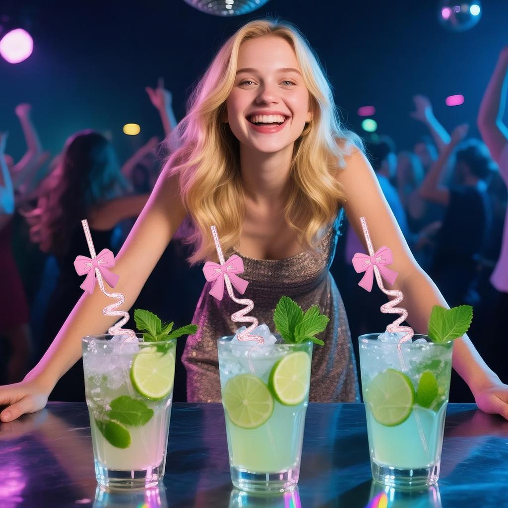 Bow Spiral Straw Cartoon Straw Drink Accessory Party Party 10pcs