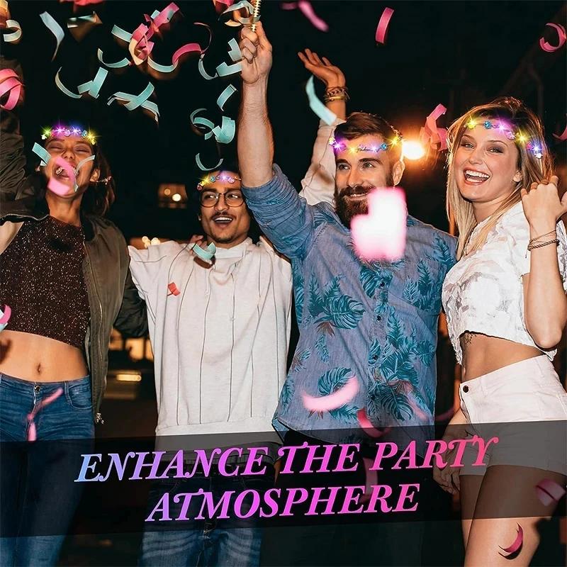 60 Adet Çiçek Çelenk Parlayan 10 LED'li Başlık Çelenk Taç Çiçekli Saç Bandı Parlayan Çelenk Düğün Partisi Noel Çelengi İçin