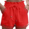 Dame Shorts Para Bomuld Linned Ensfarvet Tynd Udskåret Design Kantlomme Stram Talje Shorts Strandtøj Hvide Klæder