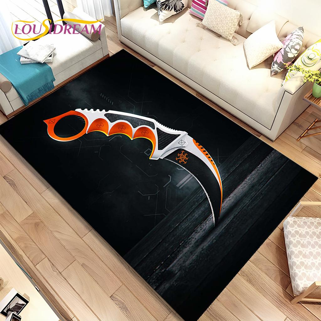 CS,knife,Swiss Knife Sword Games Area Rug,Carpet Rug for Home Living Room Children Bedroom Sofa Doormat Decor,Non-slip Floor Mat