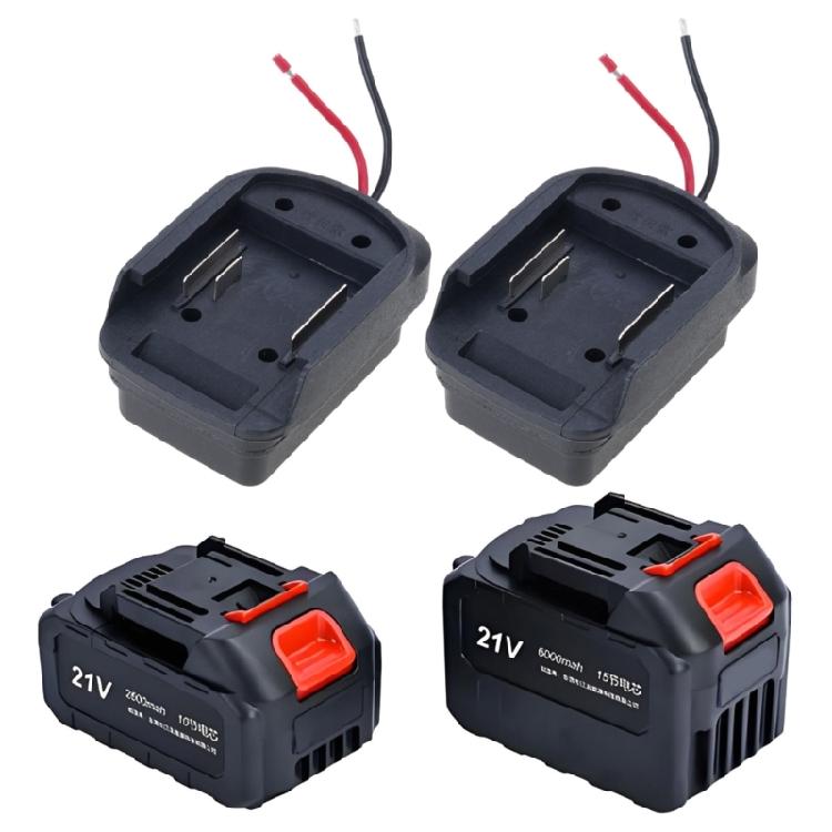 Pacote com 2 Adaptadores DIY para Ferramentas Elétricas Acessórios para Bateria 18V 21V Adaptador de Bateria Com Conector de Fio Dock Conector de Alimentação