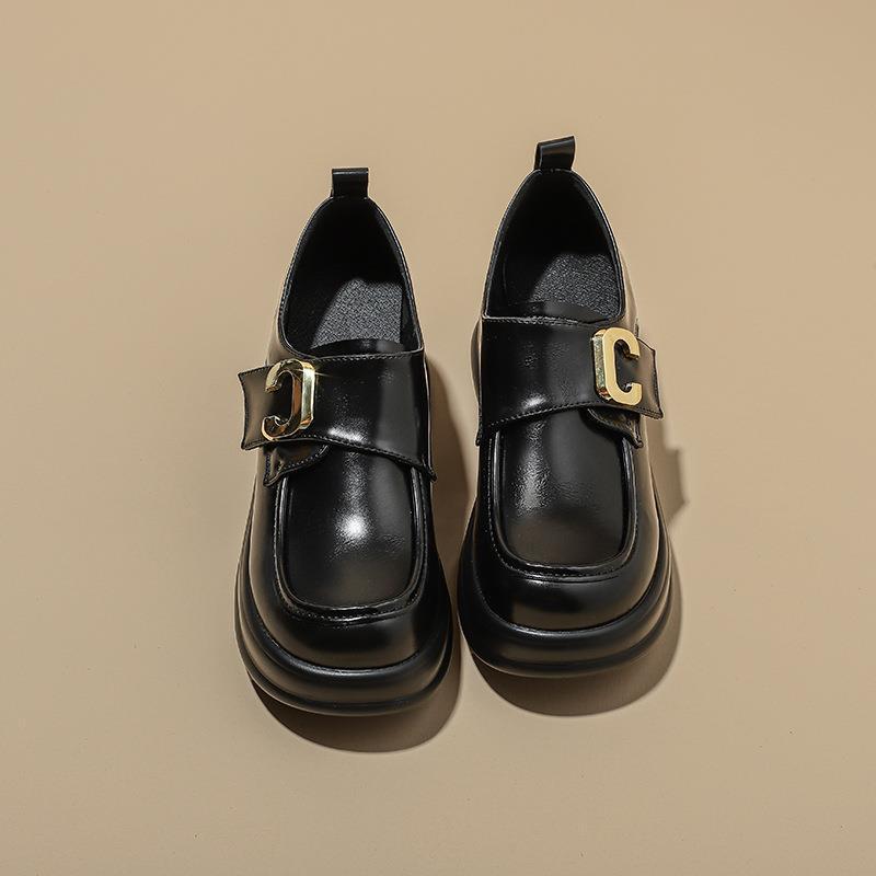 Yuexinwang genuine leather flat for Huizhou women's shoes grape mother same small leather shoes inner height increase thick sole small size loafers w