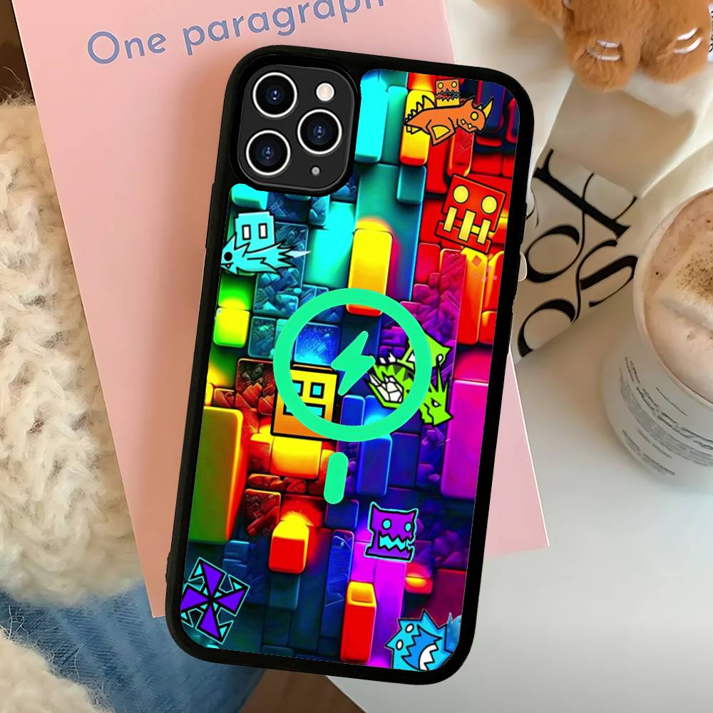 

Game Geometry Dash For Magnetic Wireless Phone Case For IPhone 17 16 15 14 Plus 13 12 11 Pro Max iPhone 16 plus