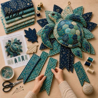 Seasonal Home Decor Supply Ocean Animal Quilted Bow Sewing Kit DIY Handmade Felt Patchwork Beach House Holiday Ornament Craft Set Wall Hanging