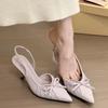 Temperament with Skirt Bow Single Shoes French Purple High Heels Bag Head Sandals Fairy Shoes 2025 Spring and Summer