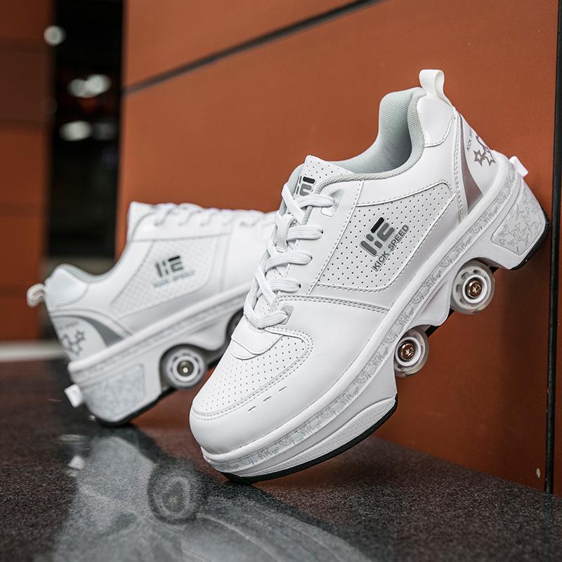 Roller Shoes with Wheels: Parent-Child Transformable Skating Shoes for Men, Women, and Children with Inline Skating and Night Glow Features.