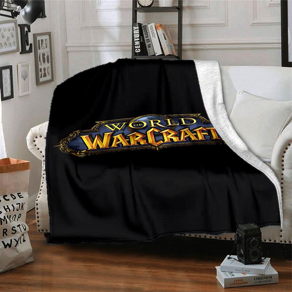World Warcraft Logo Flannel Blanket Super Soft Warm Cozy Blanket for Sofa Bed Office Travel All‑Season Home Decor Gift