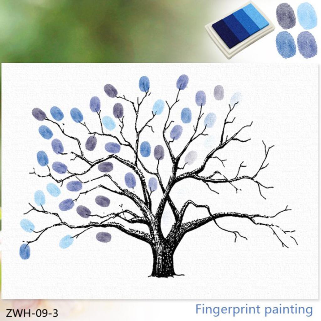 Guest Sign- with Inkpad, Fingerprints Tree Painting for Wedding Birthday Party
