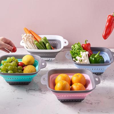 Zusammenfaltbarer Silikon-Küchenaufbewahrungskorb Mehrzweck-Obst-Gemüse-Abtropfkorb Faltbarer Küchen-Abtropf-Organizer
