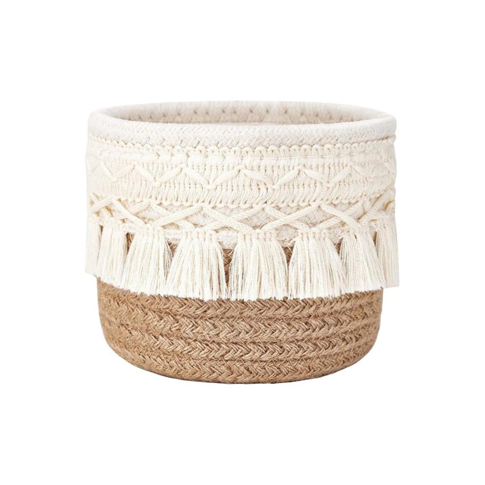 

Bohemian Style Tassels Storage Basket Round Pen Holder Creative Woven Storage Basket Photo Props