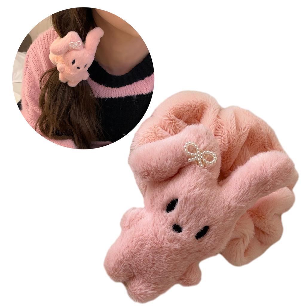Plush Rabbit Shape Hair Clip/Hair Rope/Hair Claw Christmas Carnival Hair Rope for Woman Teens Taking Photo Non Slip