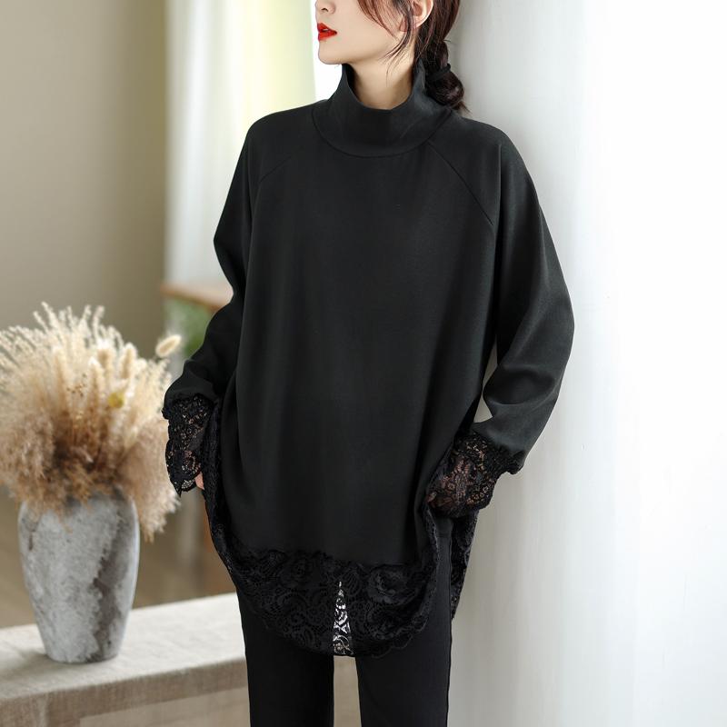 DIMANAF 2025 Женские пуловеры больших размеров, женские водолазки, вязаное кружево, осень-зима, свободные топы с длинными рукавами, рубашки one size