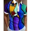 Skull Candy Print Short Sleeve Polo, Trendy Casual Zip-Up Polo