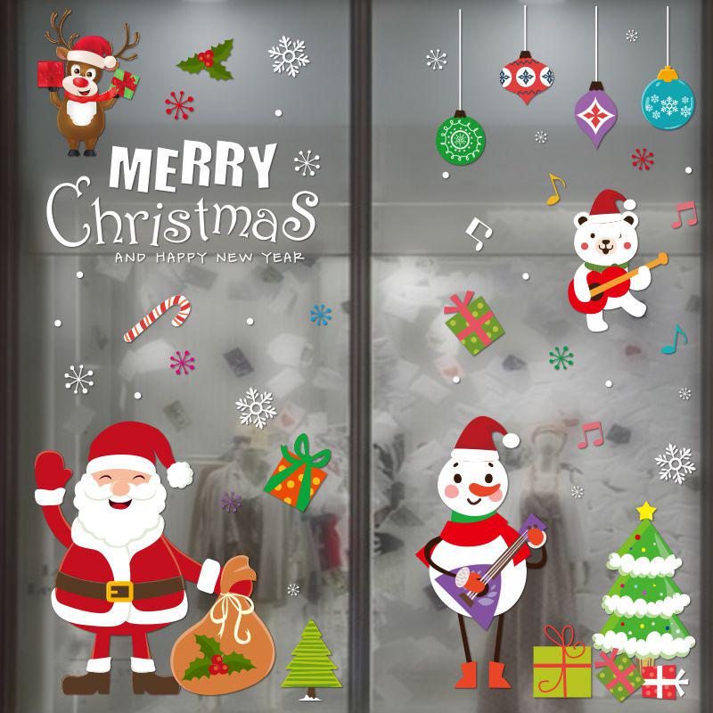 2020 Christmas Merry Window Wall Sticker Decals Snowflake Santa Claus Decor Xmas
