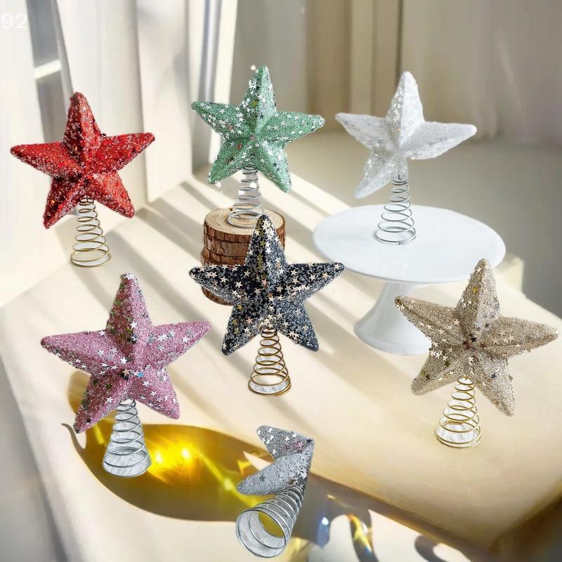 Christmas Sparkling Star Tree Topper, Festive Navidad TopStar Colorful Ornaments, Xmas Lights