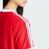 adidas Adicolor Series 3-Stripes Pinstripe Short Sleeve T-Shirt, Women Retro Fashion Daily Sports Casual Crimson Tops IX5504