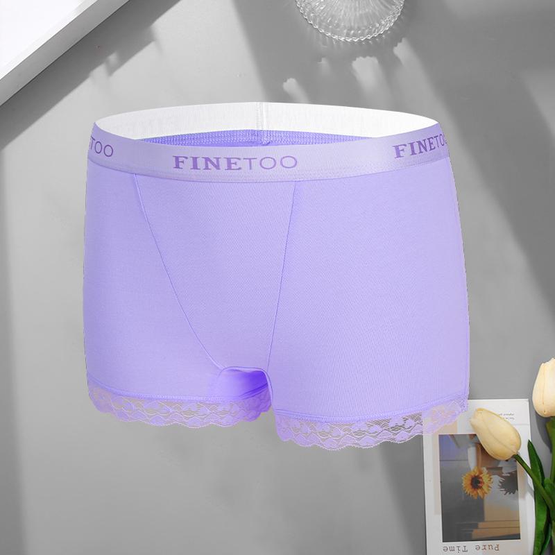 

Women s Sexy Lace Cotton Letter Boxer Short Panties Seamless Solid Color Breathable Underwear Female Elastic Boyshort S фиолетовый