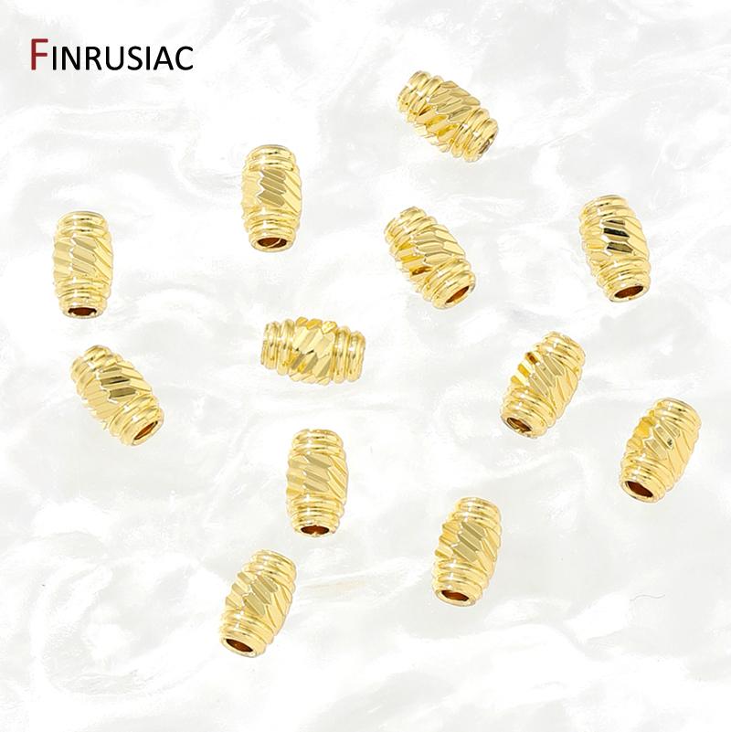 18K Gold Plated Brass 3.3mm*5.4mm Oval Cylindrical Spacer Beads,Separators For Bracelet,DIY Bracelet Necklace Making Accessories
