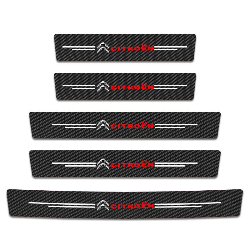4Pcs Carbon Fiber Car Door Sill Plate Protectors Stickers For Citroen C1 C2 C3 C4 C5 C6 C8 Picasso Cactus Vts Aircross C-Elysee