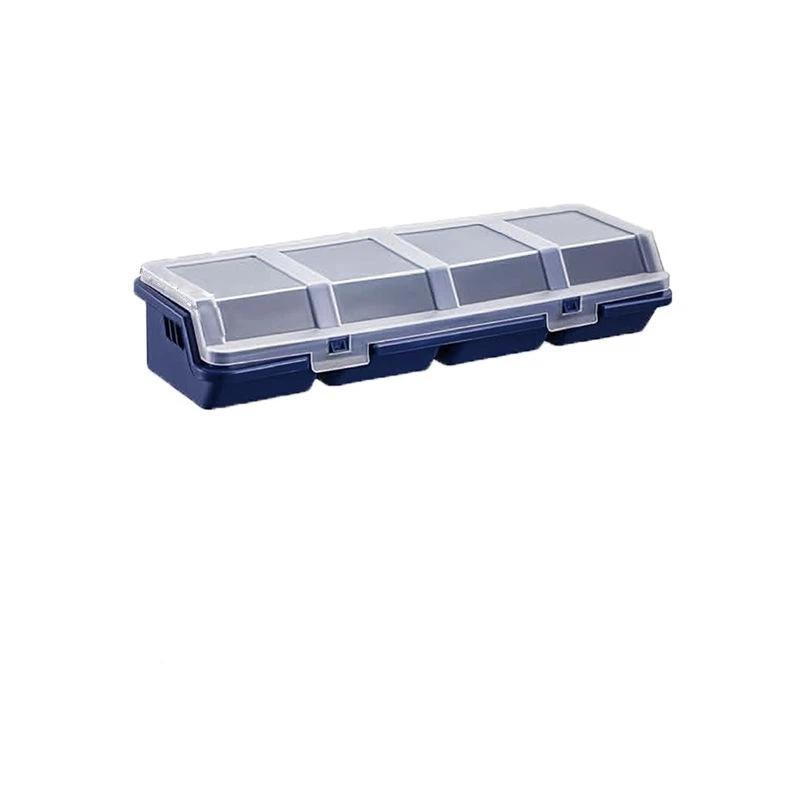 Plastic Screw Organizer Box With 4 Compartments Portable Tool Parts Storage Bin With Lid For Hardware Small Parts Display