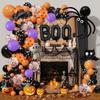 124 Stück Halloween-Ballons Schwarzer Totenkopf Kürbis Fledermaus Aufkleber Geburtstagsdekoration Szene Arrangement Ballonbogen-Set