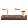 Napkin Holder with Stainless Steel Toothpick Holder Wood Decorative Base and Metal Wire Design Tissue Dispenser For
