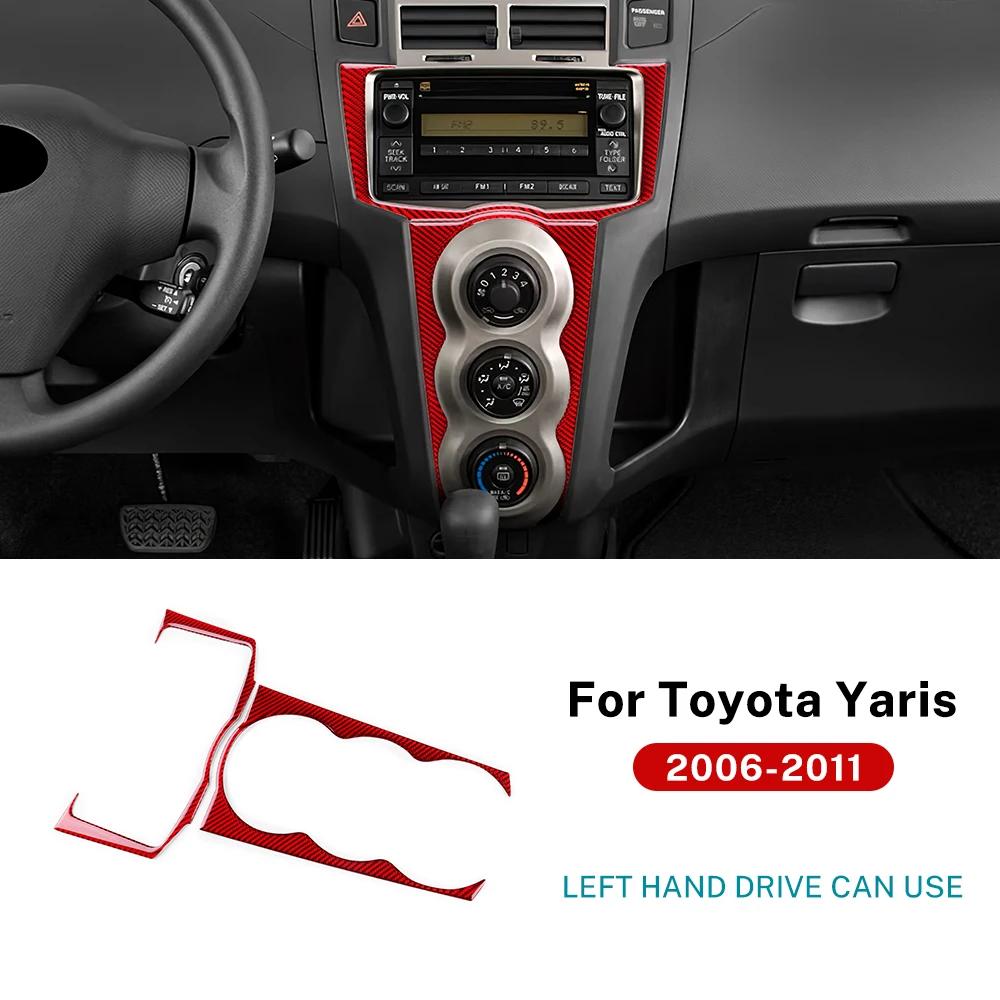 Für Toyota Yaris 2006 2007 2008 2009 2010 2011 Echter Weicher Carbonfaser-Aufkleber LHD Auto Mittelkonsole CD AC Knopf Zubehör