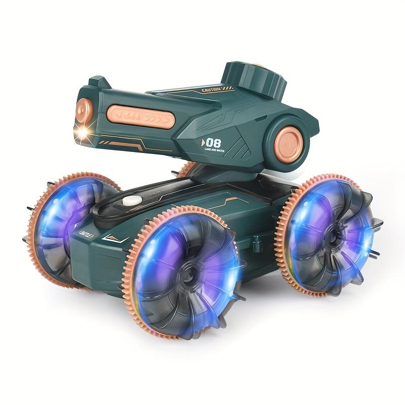 

Land and Water Amphibious Remote Control Water Cannon Truck with Upgraded Waterproof Dual Remote Control, All Terrain Driving, Colorful Lights, 1841-1【Amphibious Water Jet】Green