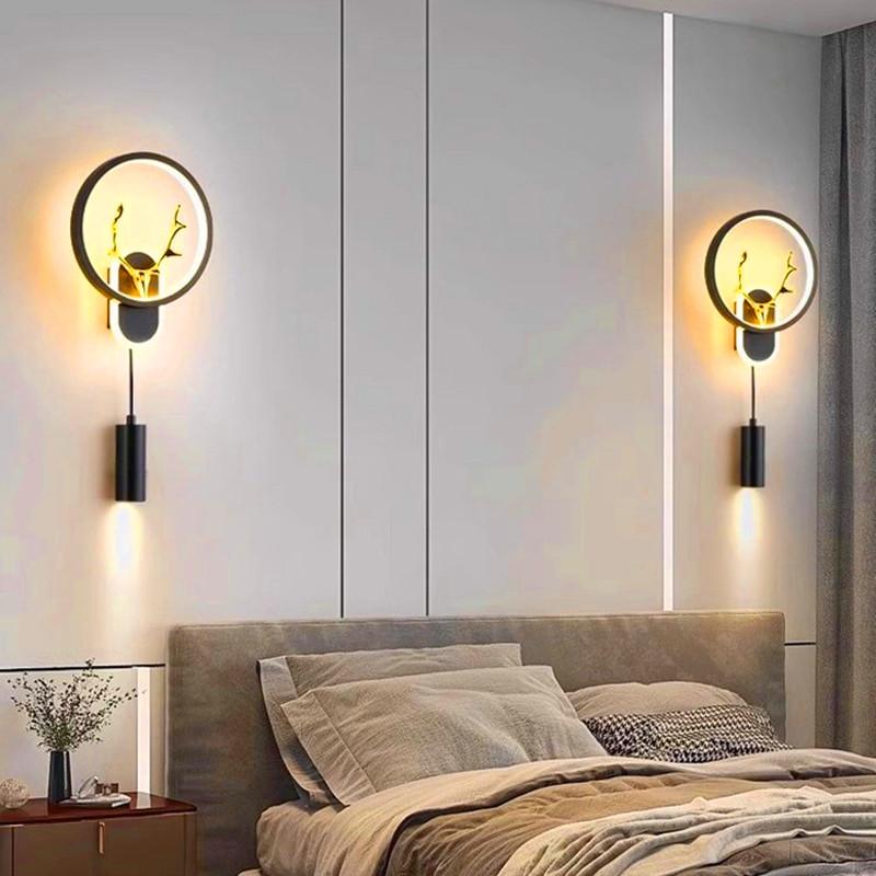 LED Wall Lamp 3 Color Modes  Wall Mount Lighting Bedroom Bedside Wall Sconces Living Room Home Indoor Lighting Decorative Lamps