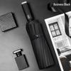 XuQing Automatic 16-Rib Frosted Handle Black-Coated Folding Umbrella