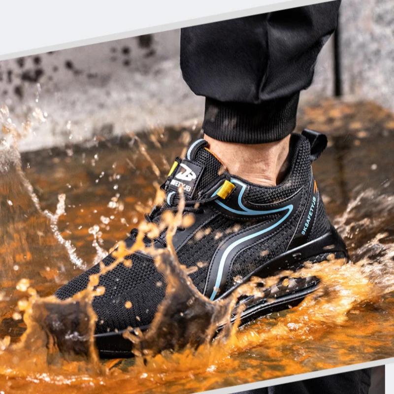 Safety Shoes for Men and Women Breathable Work Sports Shoes Steel Toe Shoes Puncture Resistant Safety Protection Sneakers