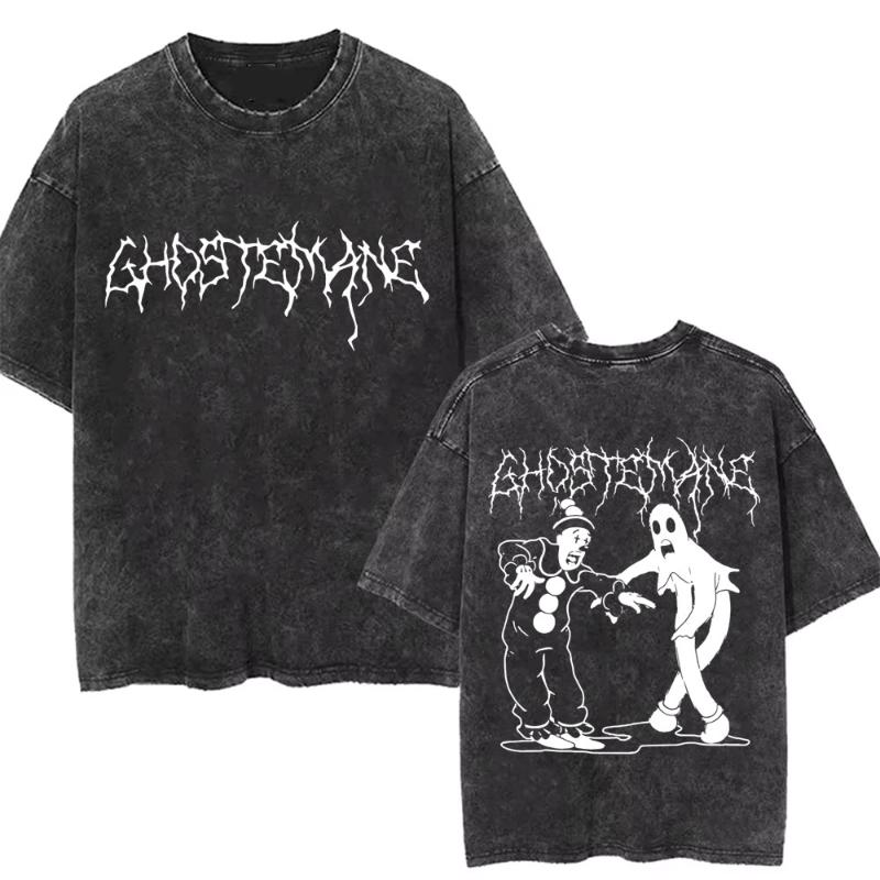 Ghostemane Printed Washed T-shirt Men Casual Gothic Oversized Streetwear Men Hip Hop Y2K Rap Rock Trap Metal Tops T-shirts