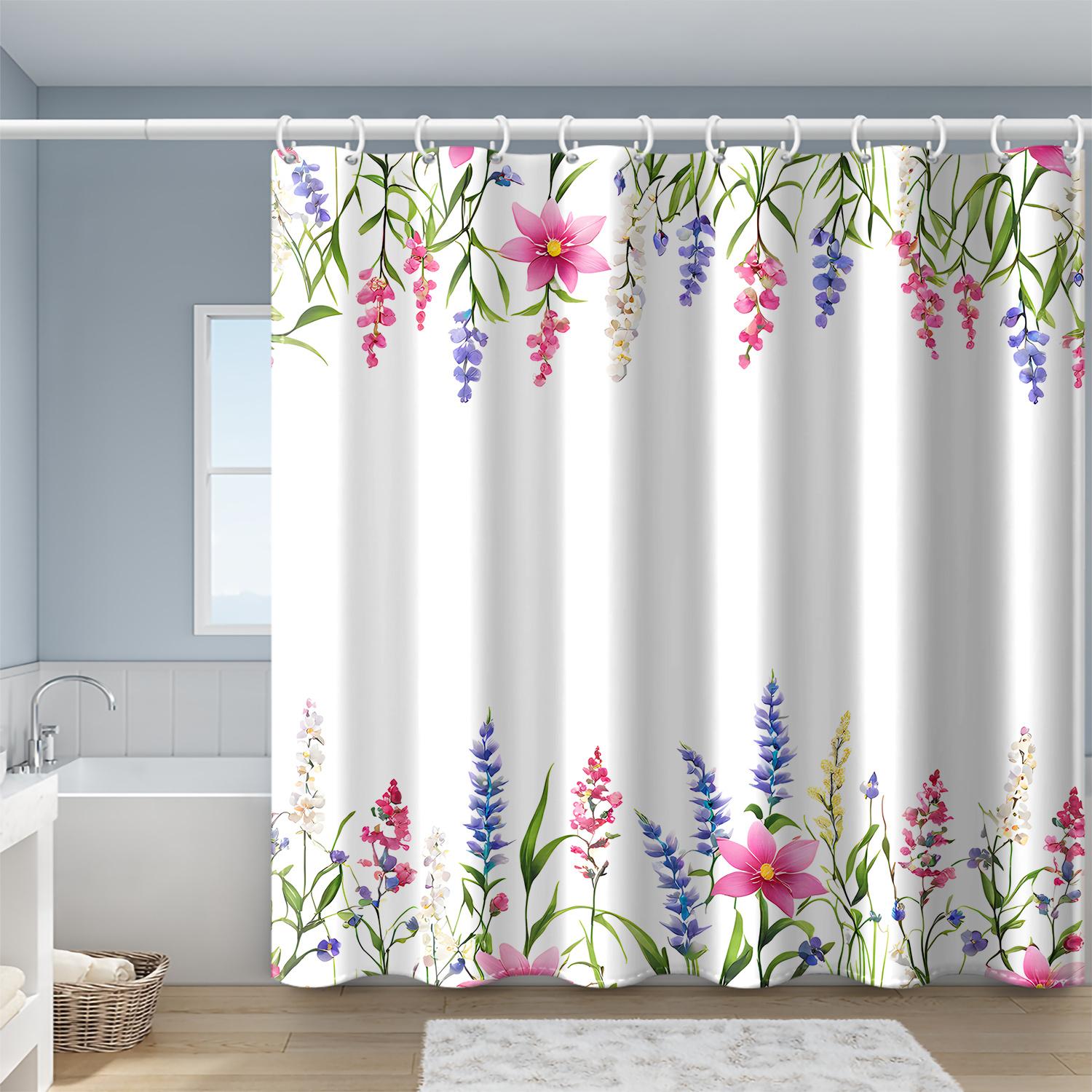 

1 шт. шторка для душа с цветочным принтом, водонепроницаемая полиэстеровая ткань, машинная стирка, декор для ванной в ботаническом стиле для четырех сезонов 90X180cm