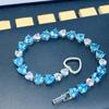 Imitation Natural for Swiss Blue Topaz Bracelet Luxurious Heart Bracelet Fashion Jewelry Gift for Women Girls