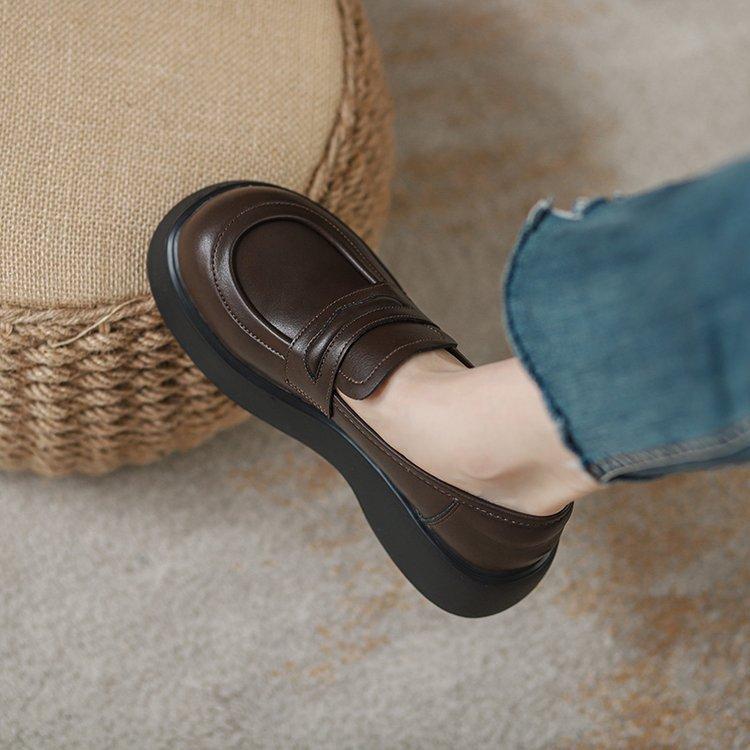 British style small leather shoes women's soft leather jk loafers one-pedal single shoes women's 2025 new platform real soft leather shoes