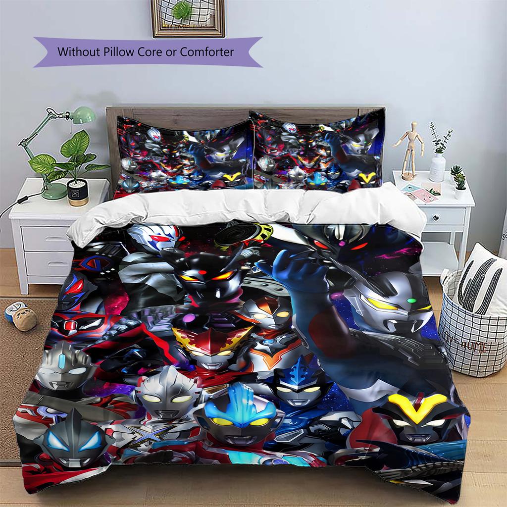 Ultraman Full Body Print Bedding Set, Hero Silhouette Bedroom Decoration, Elegant Household Gift.chl