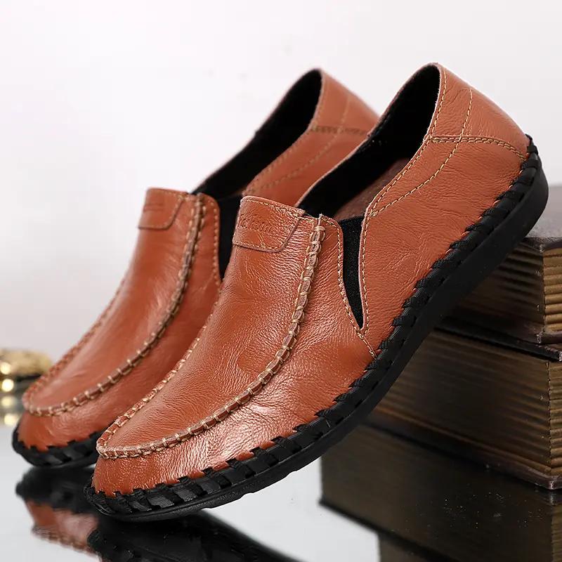 Leather Men Shoes Casual Luxury Brand Formal Mens Loafers Moccasins Italian Breathable Slip Male Boat driving Shoes Plus Size