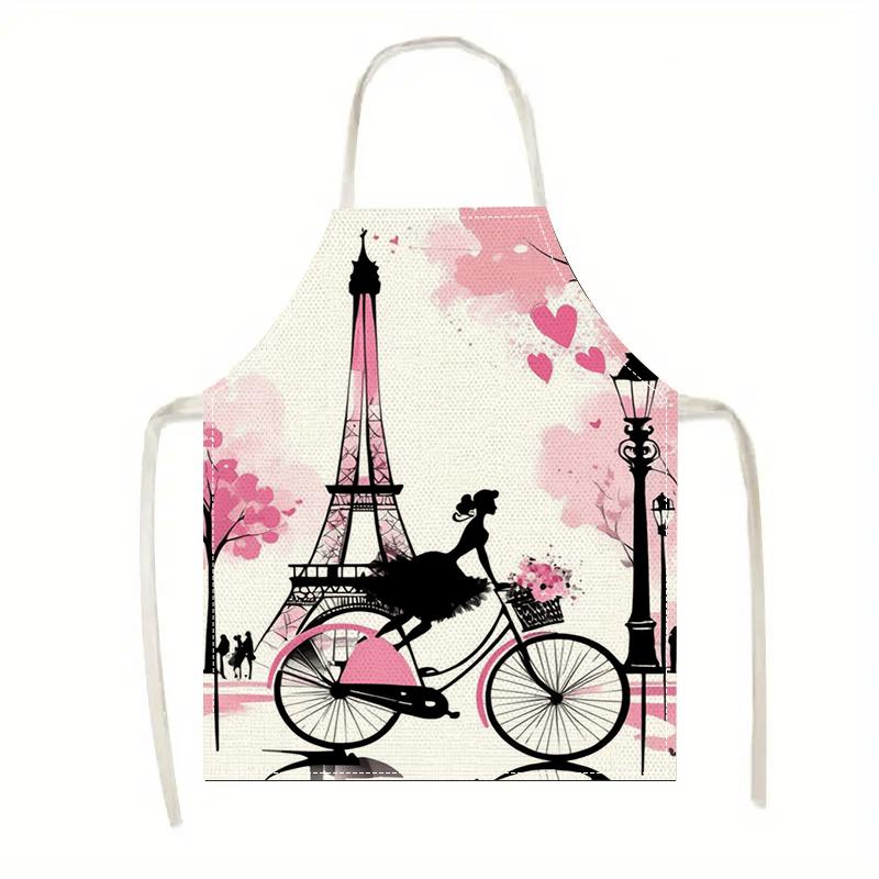 1 шт. Парижская Эйфелева башня Велосипедный фартук Романтический французский стиль Кухонный фартук для готовки 38X47cm(15X19in)