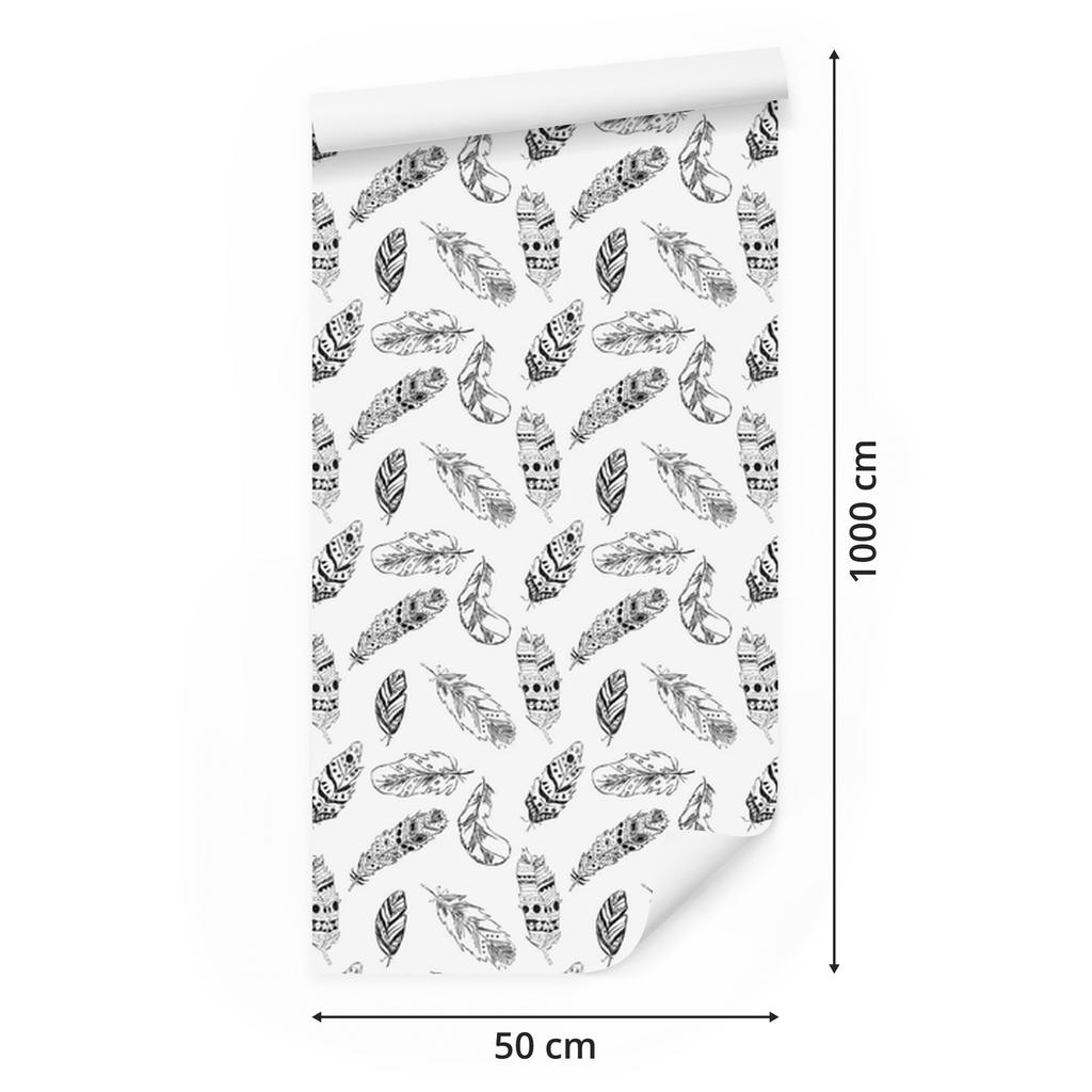 Black and white feathers wallpaper for living room and bedroom 50x1000