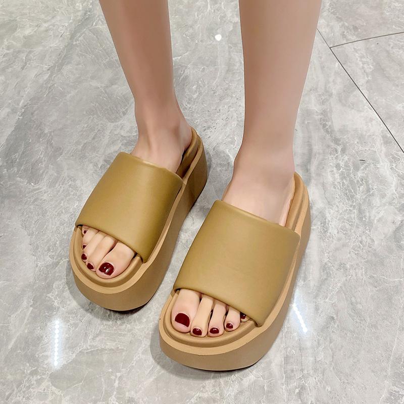 Fashion 8CM Heels High Platform Wedge Slippers New Women Open Toe Sandals Summer Outdoor Casual Thick Sole Slides Women Beach Flip Flops