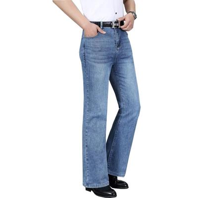Men's Big Flared Jeans Boot Cut Leg Flared Male Designer Classic Denim Jeans Light Blue Jeans