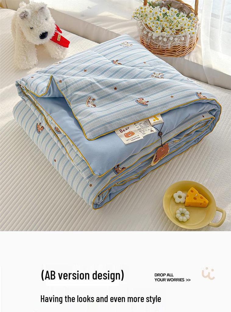 Washed Crinkled Gauze Summer Quilt - Skin-Friendly Cool Blanket for Air Conditioning