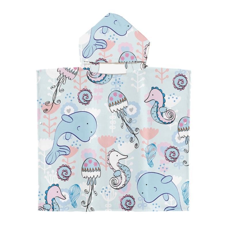 Foldable Children Beach Towel Hooded Wrap Cloth Comfortable Kids Cape Beach Bath Robe Comfortable Cloak Bath Towel