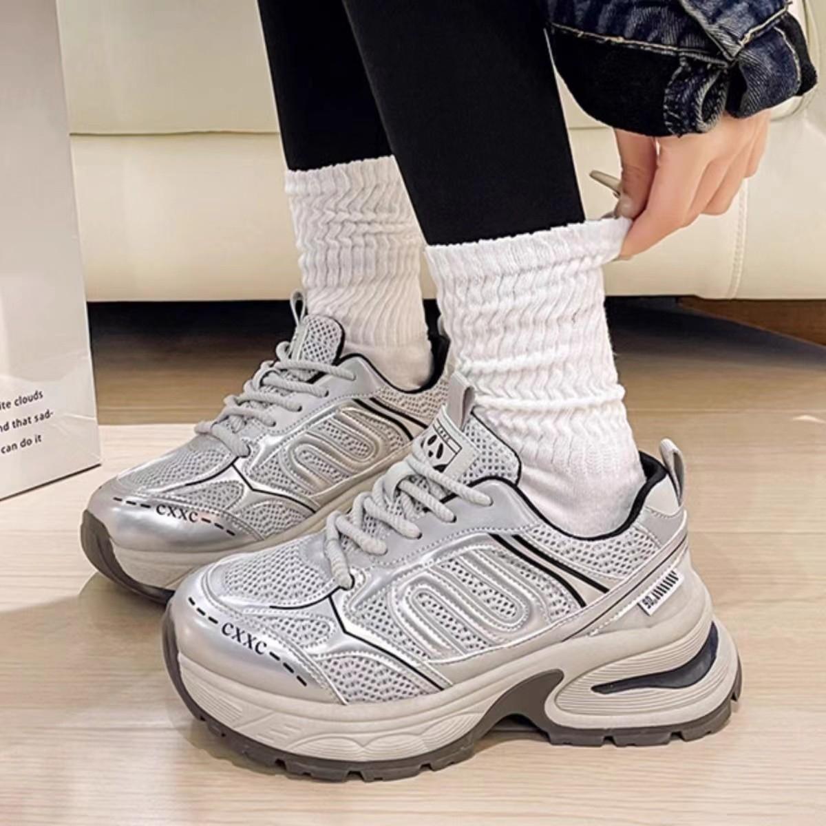 

Ретро спортивная обувь детская весна и осень новинка модная универсальная дышащая спортивная и досуговая обувь для пап 40 серебряный