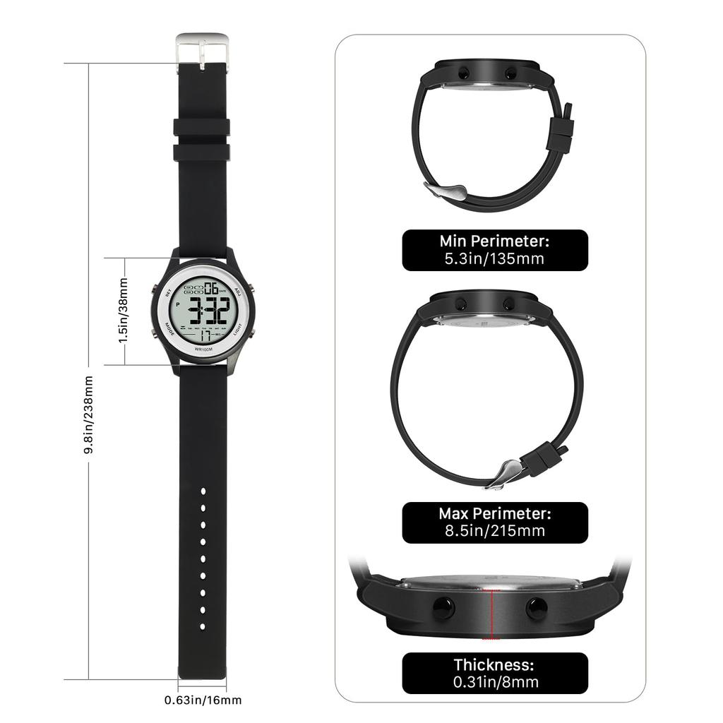 Multifunctional sports watch for 10 ATM water ideal for diving and with dual and or boys, resistant, swimming, surfing, alarm, calendar, stopwatch,
