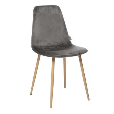 Vintage Style Chair "Marylin" Velvet &; Atmosphera Beech Imitation Metal Legs - Dark Gray
