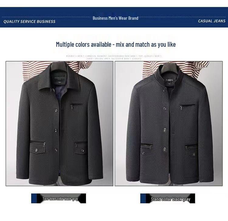 Men's Autumn/Winter Cotton-Padded Casual Jacket for Ages 50-70