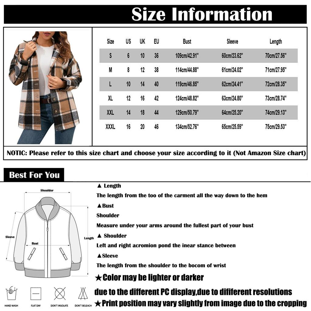 Fashion Women's  Casual Loose Grinding Wool Plush Plaid Long-sleeved Shirt Jacket