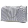 Partytasche für Hochzeiten, Schwarze Clutch, Damen 2-Wege Goldpunkt Plissierte Satin-Clutch-Tasche mit Langer Kette (Silber)